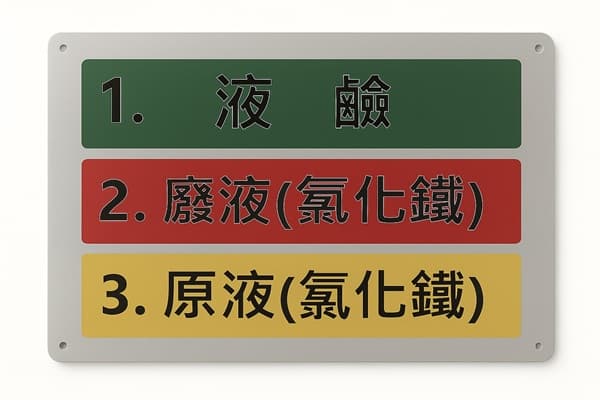 工業設備化學液槽UV彩噴金屬標示牌